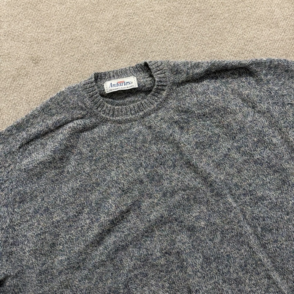 Antartex Sweater Jumper Men's Size L 100% Wool Gray Knit
